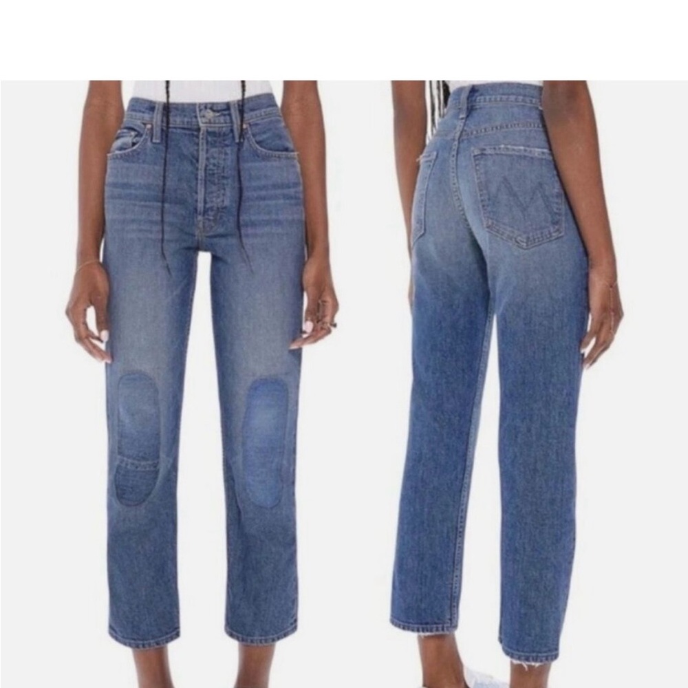 MOTHER Blue Ankle Cropped Jeans